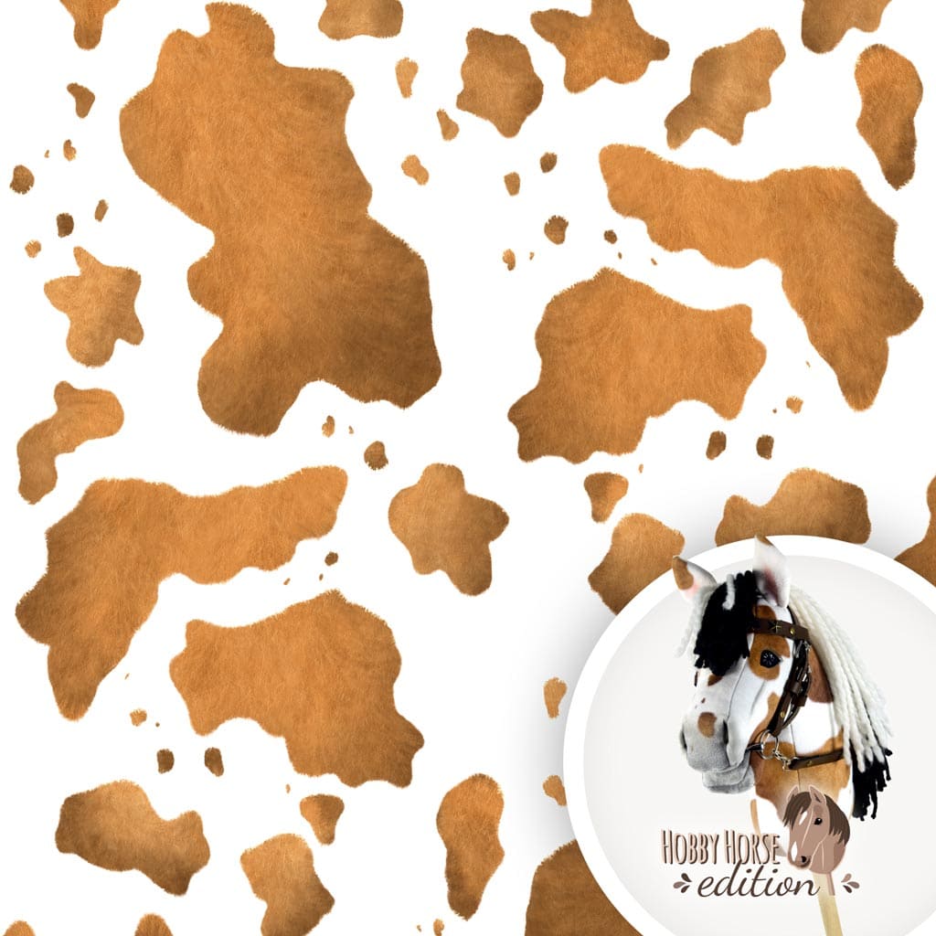 Pinto Hobby Horse velboa fabric, brown cow print fabric - SuperSoft SHORTY