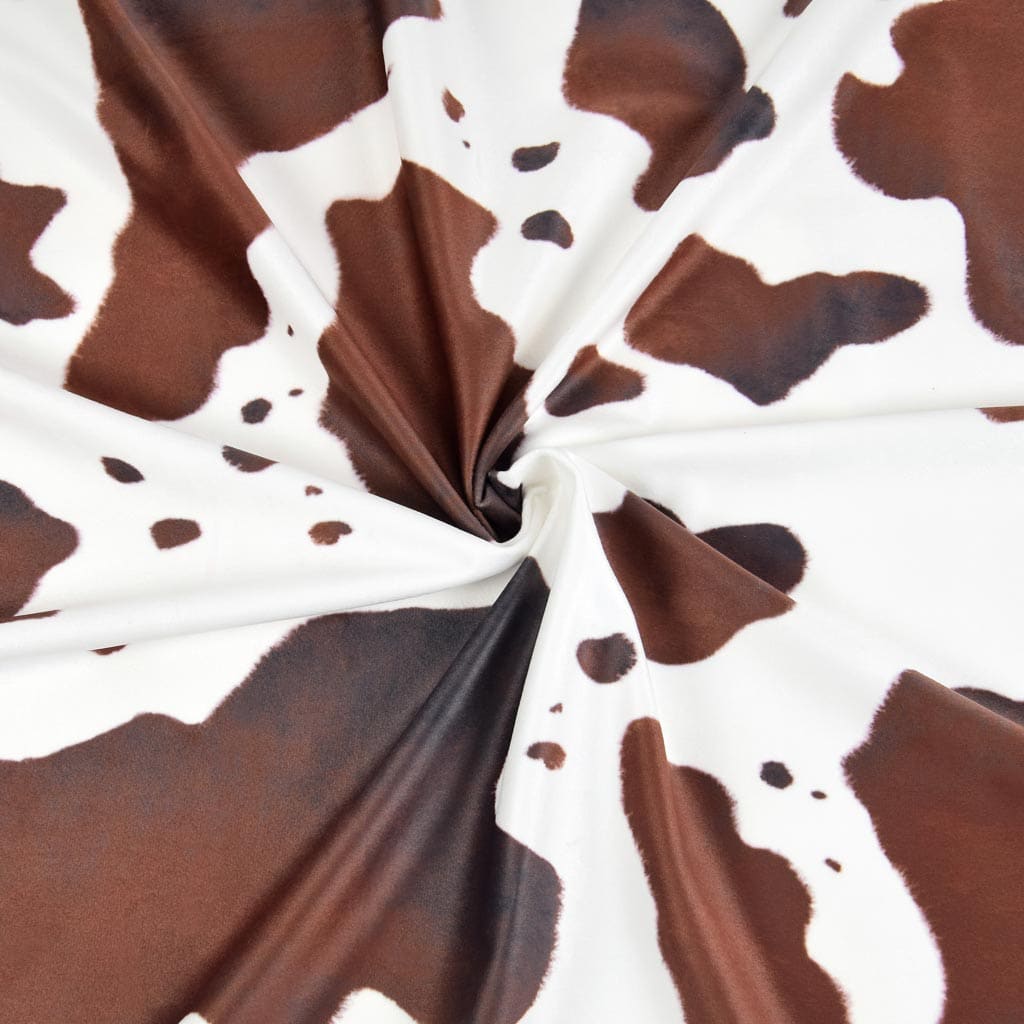 Dark brown and white cow print minky: cuddle horse / western / cowboy pattern fabric - SuperSoft SHORTY