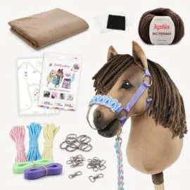 Make a Hobby Horse with our brown material bundle: Fabric + yarn + sewing pattern + halter DIY kit