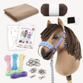 Make a Hobby Horse with our brown material bundle: Fabric + yarn + sewing pattern + halter DIY kit