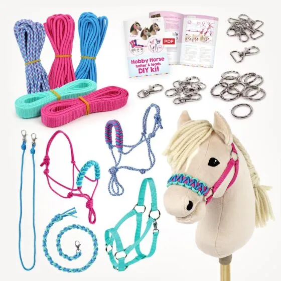 Hobby Horse halter DIY kit aqua/pink, incl. instructions for making rope halters and leads