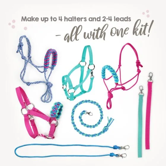 Hobby Horse halter DIY kit purple/pink: examples of what can be made with the material from the kit