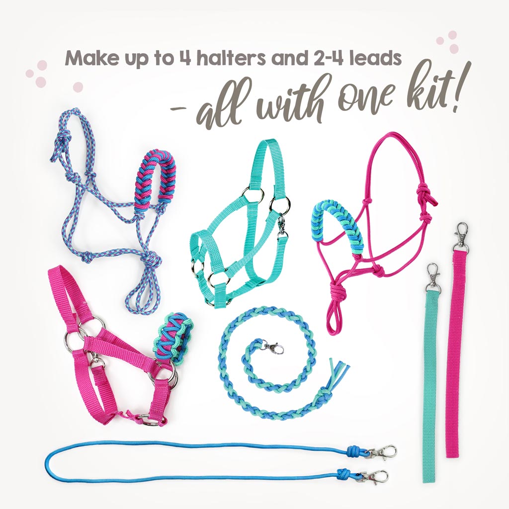 Hobby Horse halter DIY kit purple/pink: examples of what can be made with the material from the kit