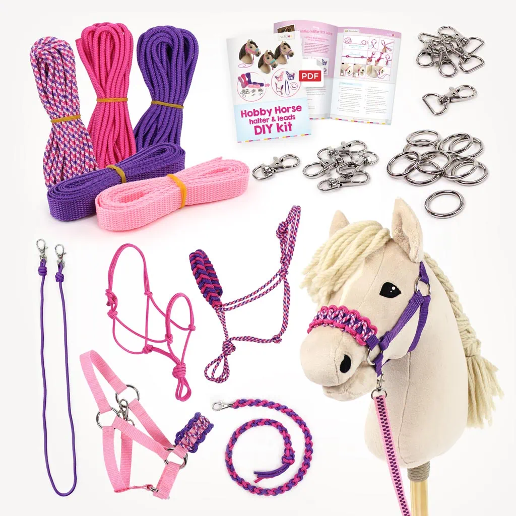Hobby Horse halter and lead rope DIY kit purple/pink incl. instructions