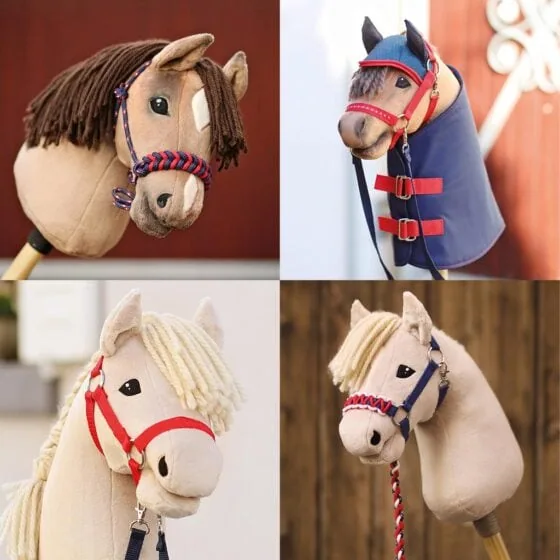 Hobby Horse head collar DIY kit navy blue / red: examples of what can be made with the material kit