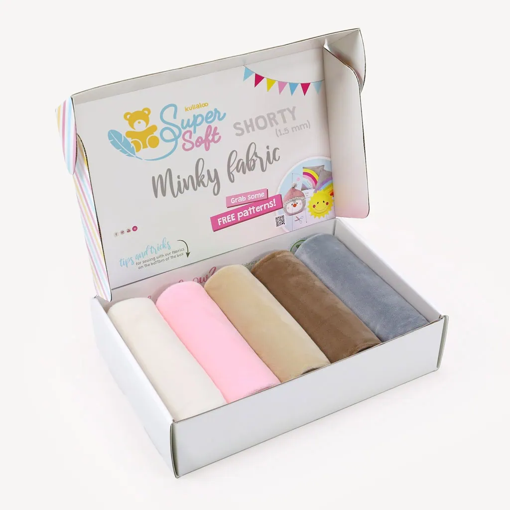 Bundle of 5 ♥ BESTIES minky material bundle (half size pieces) - SuperSoft SHORTY
