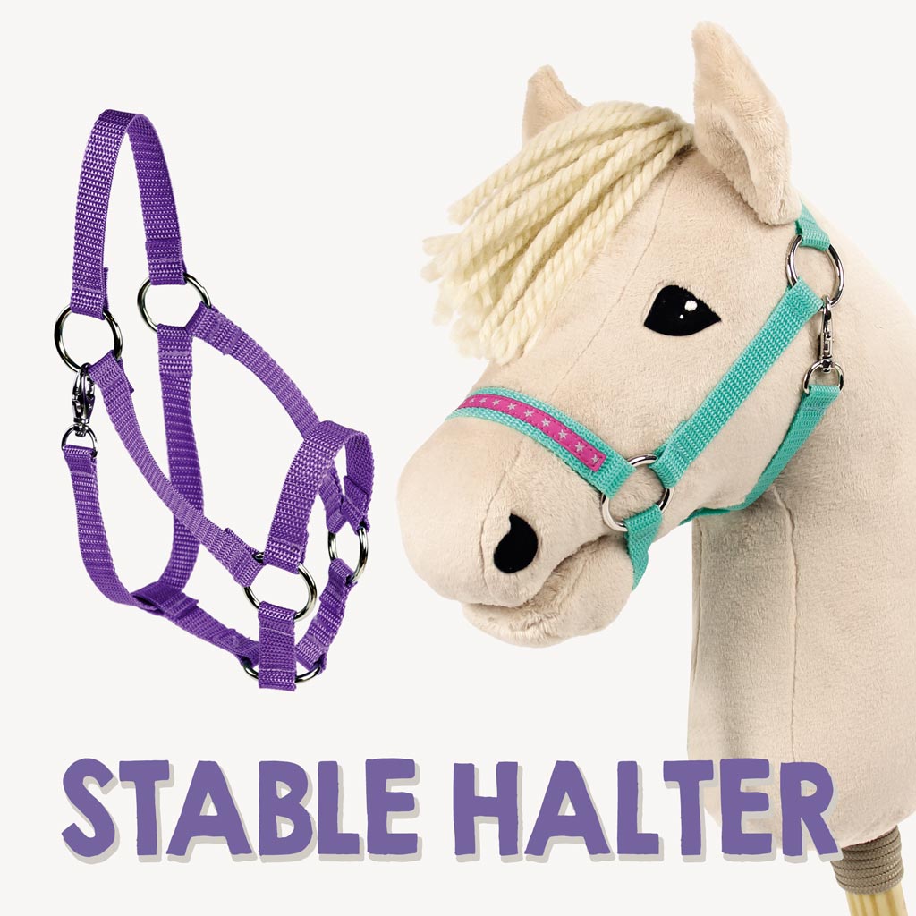 Hobby Horse Halter DIY tutorial: how to make s simple head collar from webbing or ribbon for a stick pony