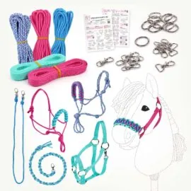 Hobby Horse halter DIY kit aqua/pink, incl. instructions for making rope halters and leads