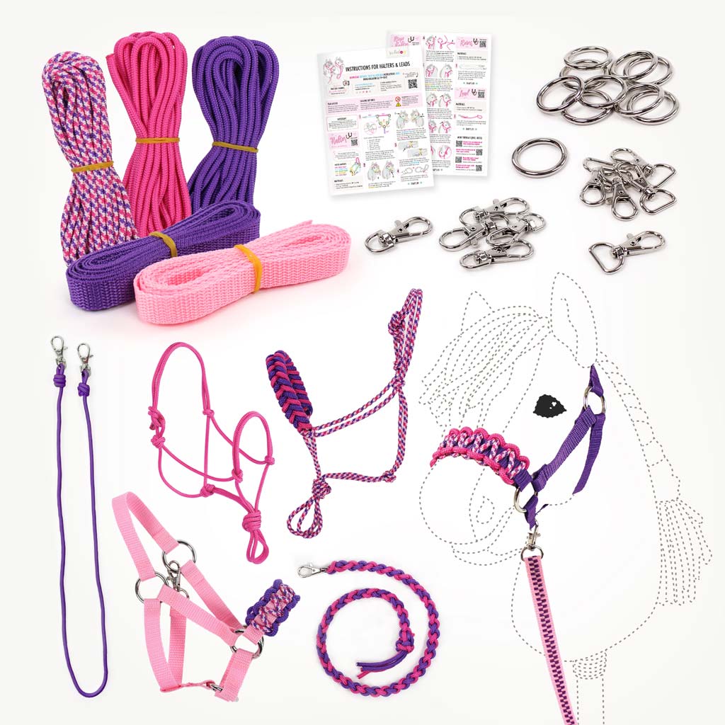 Hobby Horse halter and lead rope DIY kit purple/pink incl. instructions