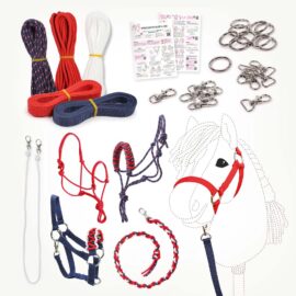 Hobby Horse head collar DIY kit navy blue/red incl. instructions for halters and leads