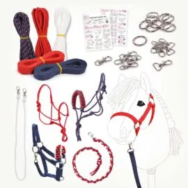 Hobby Horse head collar DIY kit navy blue/red incl. instructions for halters and leads