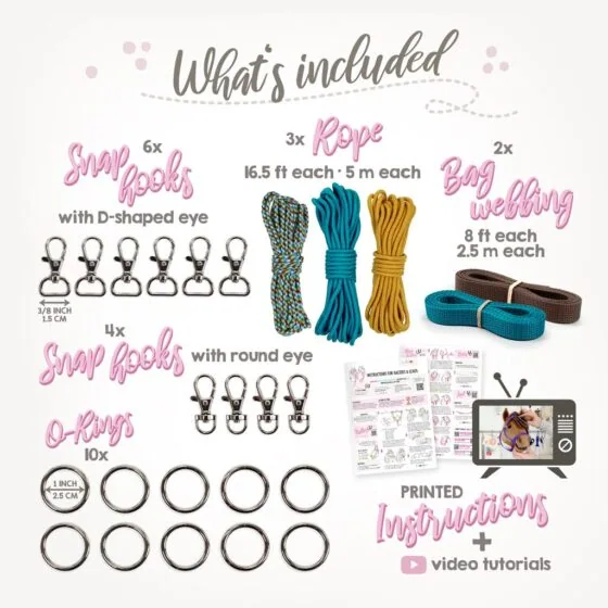 Kullaloo Kit De Matériel Pour Licol De Hobby Horse – Bleu Pétrole Et Marron, Sans Instructions