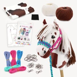 Chestnut Pinto Hobby Horse material bundle (white with brown fur patches )