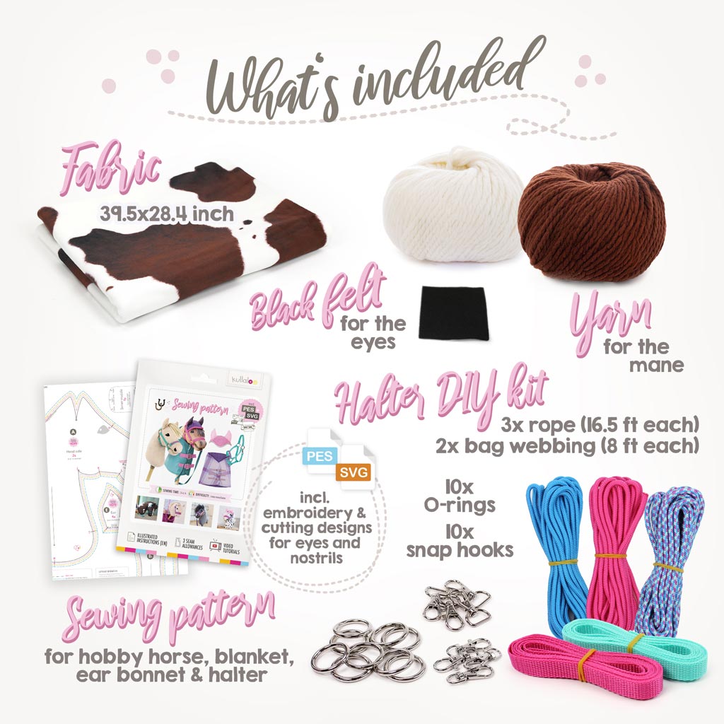 Chestnut Pinto Hobby Horse material bundle: what's included in the DIY kit