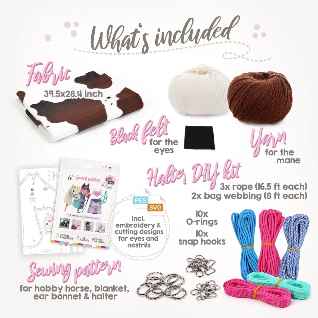Chestnut Pinto Hobby Horse material bundle: what's included in the DIY kit