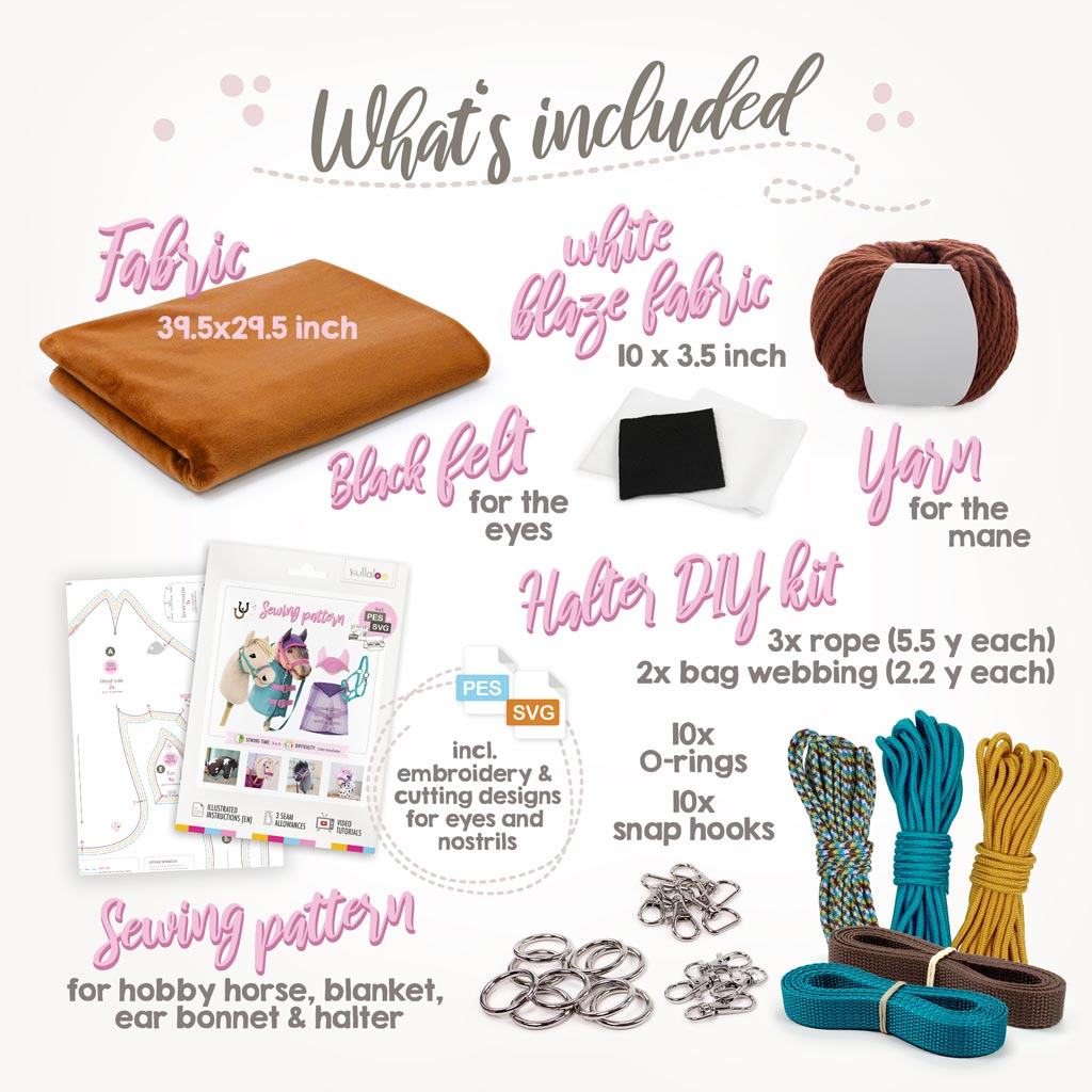 Sorrel / Chestnut Hobby Horse sewing kit: what's included