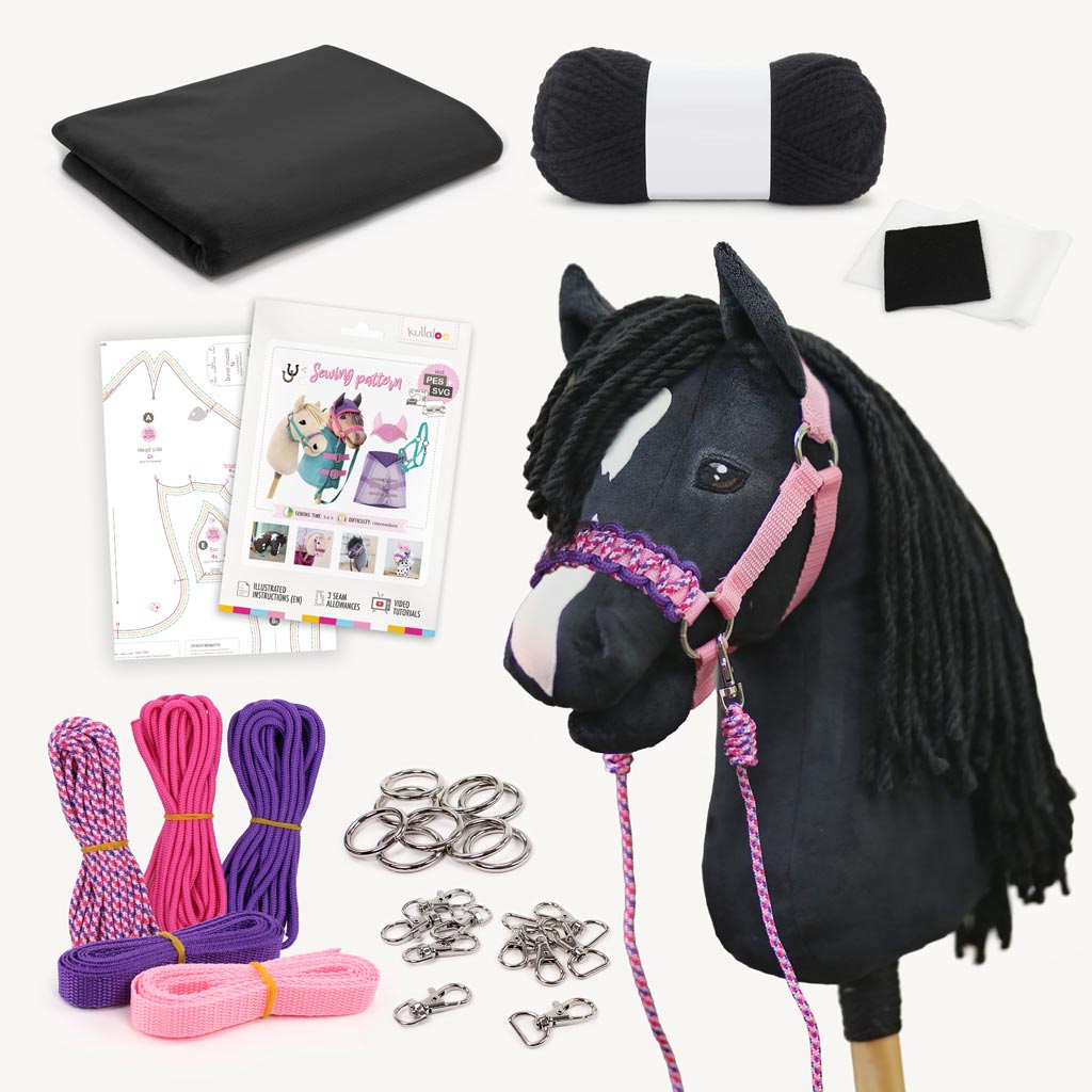 DIY Hobby Horse black – Friesian / Mustang stick horse kit