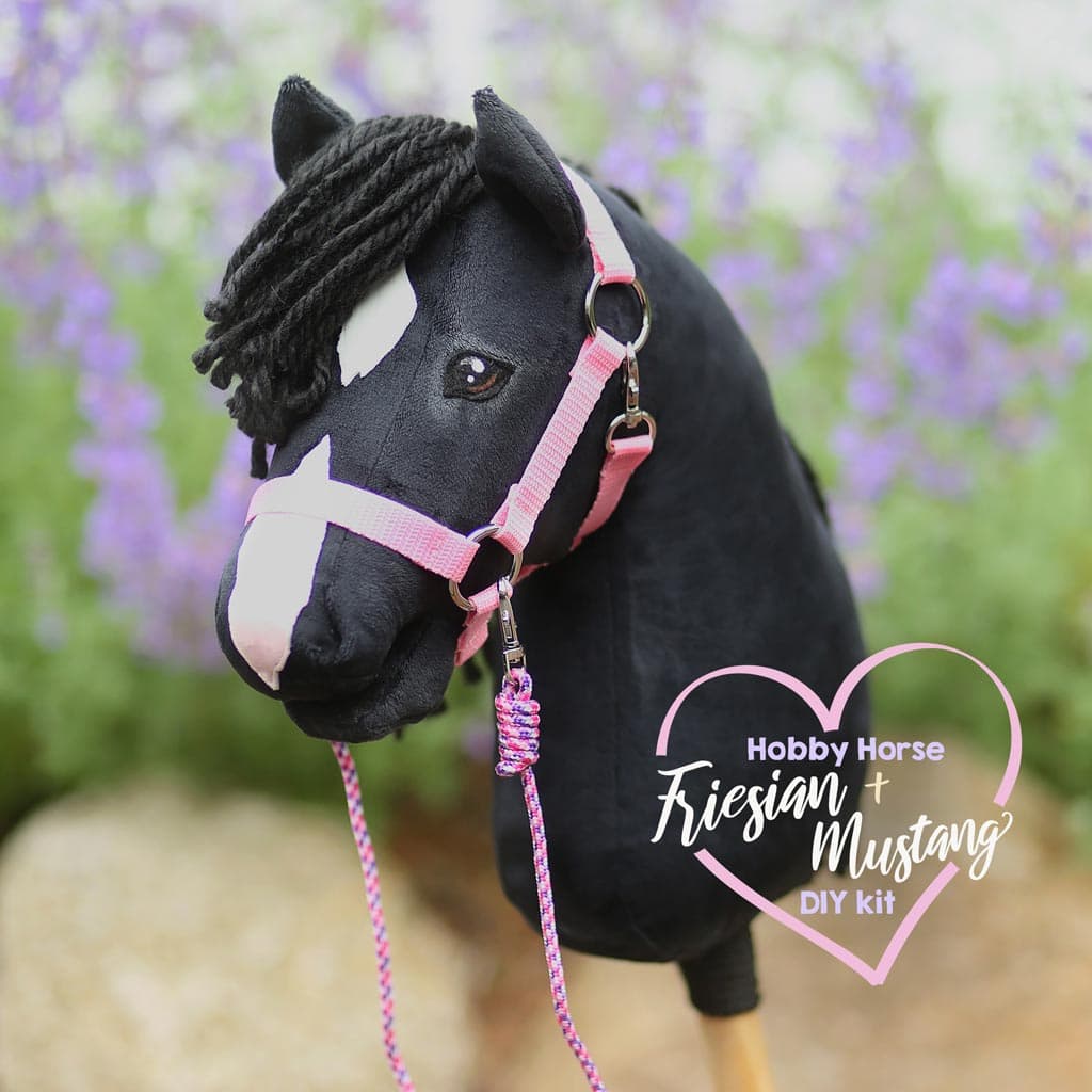 Sew a Friesian or Mustang stick pony with our black DIY Hobby Horse kit