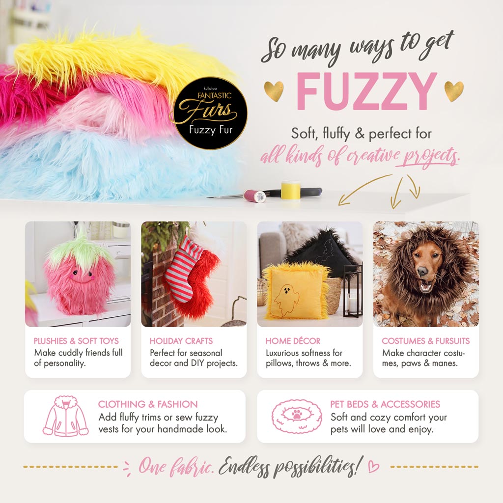 Extra-long faux fur for sewing plushies and soft toys, holiday crafts, home décor, costumes and fursuits, as well as clothing and pet beds