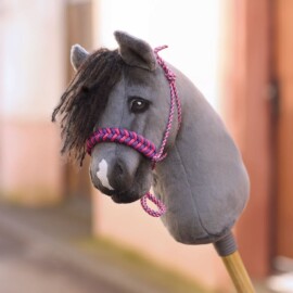 Hobby Horse rope halter made with our DIY kit in purple/pink