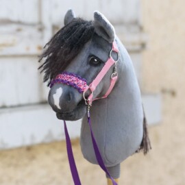 Hobby Horse head collar and reins made with our DIY kit in purple/pink