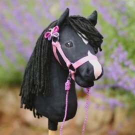 Black Hobby Horse with sewn-in nostrils made with our "HOPE" stick horse sewing pattern